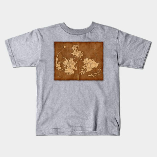 Final Fantasy VII Antique World Map Kids T-Shirt by kovachconcepts